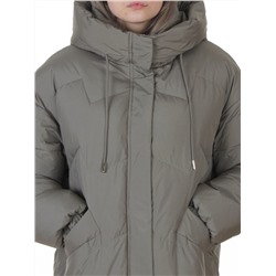 8883 GRAY/GREEN Пальто зимнее женское (150 гр. холлофайбер)