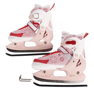 Коньки ледовые раздвижные COMIRON / M /уп 6/ (35-38) розовые