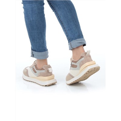 05-A603-2 BEIGE Кроссовки женские (натуральная кожа, натуральная замша)