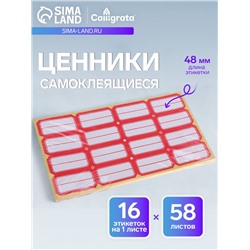 Набор 58 листов: ценники самоклеящиеся, 26×48 мм, 16 штук на 1 листе