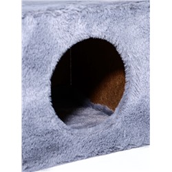 Комплекс для кошек с когтеточкой, 3х-уровневый, 32×32×90 см, серый