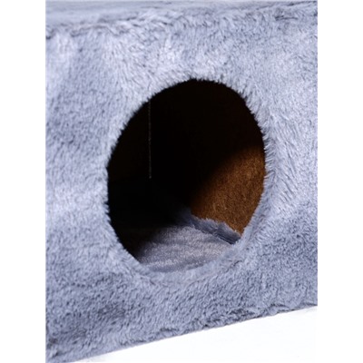 Комплекс для кошек с когтеточкой, 3х-уровневый, 32×32×90 см, серый