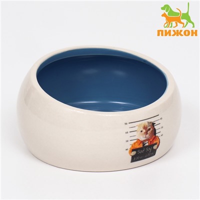 Миска керамическая Tasty, скошенный край 200 мл - 10.5×10.5×5.6 см, синяя/белая