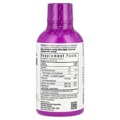 Bluebonnet Nutrition, жидкая добавка с цитратом кальция и магния и витамином D3, вкус голубики, 473 мл (16 жидк. унций)