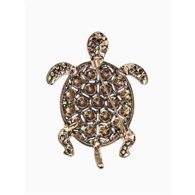 Брошь «Черепаха» с хвостиком, цвет изумруд в чернёном золоте