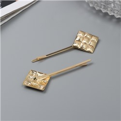 Невидимки для волос QF «Бенте», набор 2 шт., квадраты, 5 см, золото