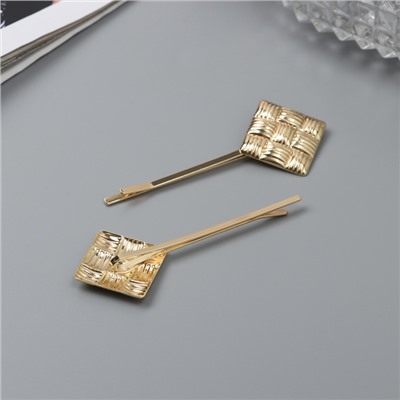 Невидимки для волос QF «Бенте», набор 2 шт., квадраты, 5 см, золото