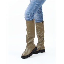 02-E39B-53JN GREEN Сапоги демисезонные женские (натуральная кожа)