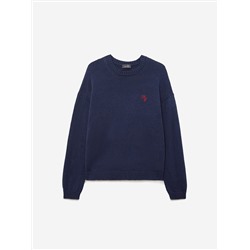 Джемпер из хлопка с вышивкой, темно-синий