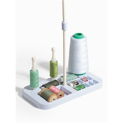 Органайзер-стойка для ниток, на подставке, 20.7×10.8×36.5 см, голубой, белый