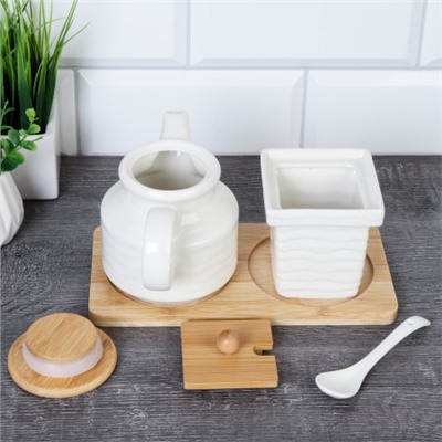 Чайник заварочный 350 мл и сахарница 200 мл с ложкой / CF128 /уп 36/ на подставке