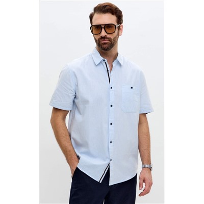Рубашка к/р лен F611-0485 l.blue