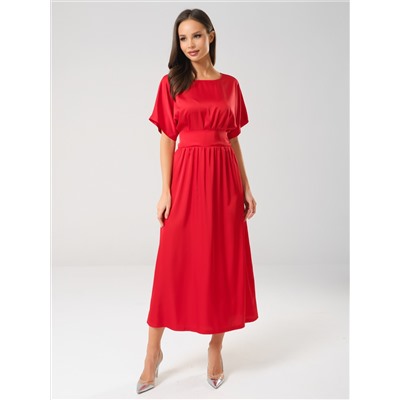 Платье нарядное красное с широким поясом