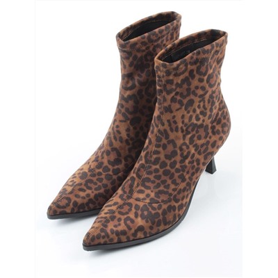 01-H26B-42PC BROWN LEOPARD Ботильоны демисезонные женские (велюр)