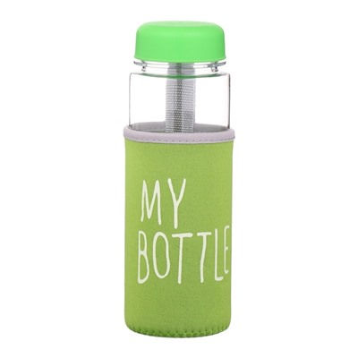 Бутылка для воды My bottle, 500 мл, 19.5×6 см, чехол в комплекте, салатовая