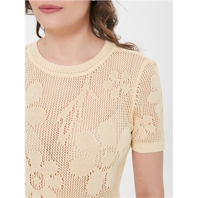 Джемпер вязаный с короткими рукавами в цвете экрю