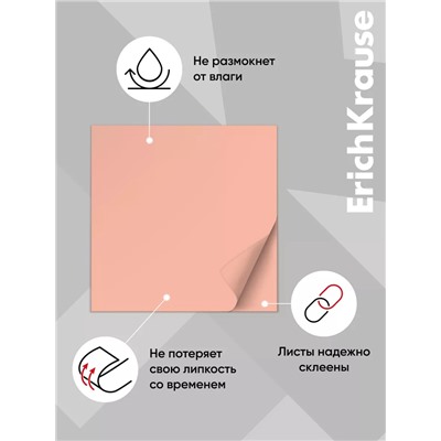 Блок с липким краем пластиковый 75×75 мм, ErichKrause «Pastel Bloom», 50 листов, микс