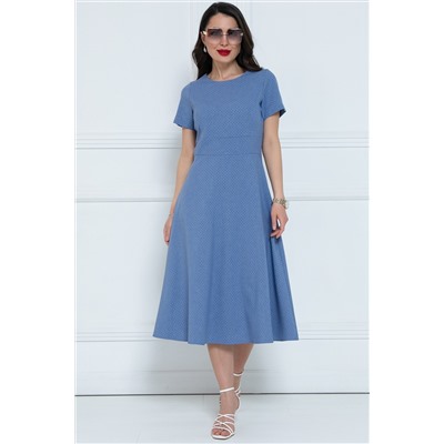 Платье голубое в мелкий горошек