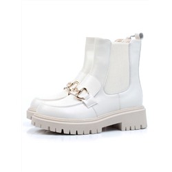 01-5273-2 WHITE Ботинки демисезонные женские (натуральная кожа, байка)