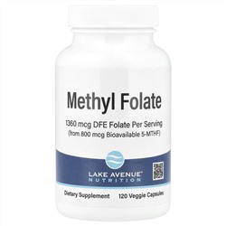 Lake Avenue Nutrition, метилфолат, 800 мкг, 120 растительных капсул
