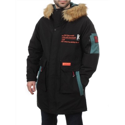 22067 BLACK GREEN Куртка мужская зимняя облегченная (150 гр. холлофайбер)