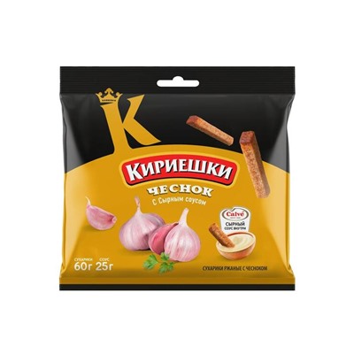 «Кириешки», сухарики со вкусом чеснока и сырным соусом «Calve», 85 г