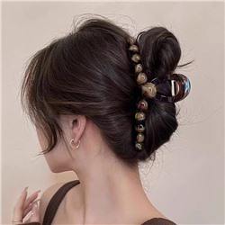 Краб для волос с коричневыми бусинами, 13 см.