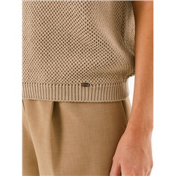 Блузка поло вязаная бежевая