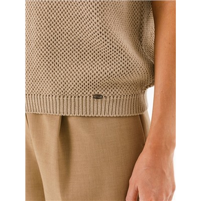 Блузка поло вязаная бежевая