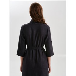 Платье А-образного силуэта серого цвета с поясом