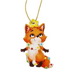 Ёлочная игрушка - подвеска деревянная «Новый год! Лисичка»