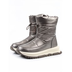 02-WA010-2M GRAY/BRONZE Сапоги "Дутики" зимние женские (натуральная кожа, курточная ткань, 100% шерсть)