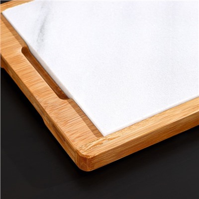 УЦЕНКА Блюдо для подачи Magistro Marble, 36×23 см, мрамор, бамбук