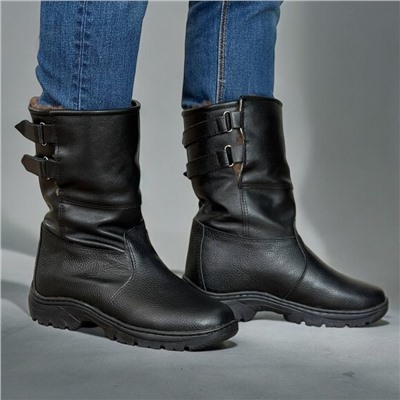 ММ-14 Черные сапоги, юфть, литая