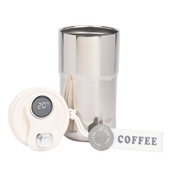 Термокружка Coffee, 450 мл, сохраняет тепло до 6 ч, термометр