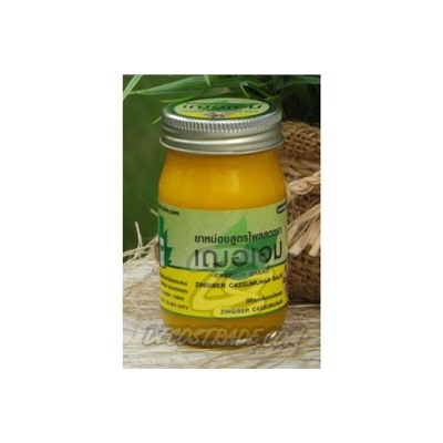 Желтый тайский бальзам с имбирем от Cher-Aim Brand, Zingiber Cassumunar Balm, 65 гр
