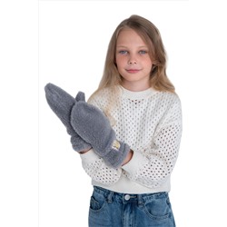 Варежки детские меховые серые