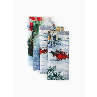 Набор салфеток сервировочных «Этель. Рождественский вечер», 40×40 см - 4 шт., 100% хлопок, саржа 190 г/м²