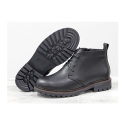 Женские ботинки на шнуровке в стиле Dr. Martens, выполнены из натуральной кожи черного цвета, на утолщенной тракторной подошве, Б-152-34