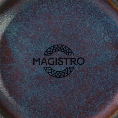 Миска Magistro Garland, 230 мл, d=12 см, фарфор, синяя, коричневая