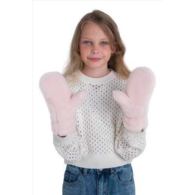 Варежки детские меховые пудра