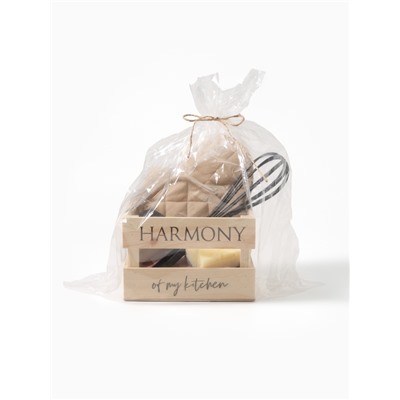 Кухонный набор «Этель» Harmony: варежка-прихватка, прихватка, лопатка, венчик, губка