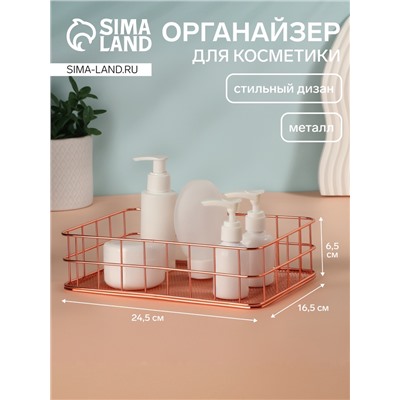 Органайзер для хранения косметических принадлежностей «РАФАЭЛЬ», 24,5 × 16,5 × 6,5 см, цвет бронзовый