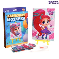 Алмазная мозаика с частичным заполнением на подставке для детей «Девчуля», 15 х 21 см