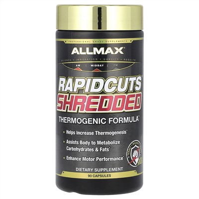 ALLMAX, Rapidcuts Shredded, настоящий сжигатель жира все-в-одном, 90 капсул