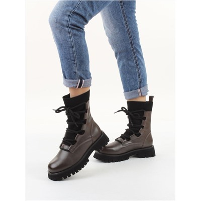 01-XKL21-196R GRAY/BROWN Ботинки демисезонные женские (натуральная кожа, байка)