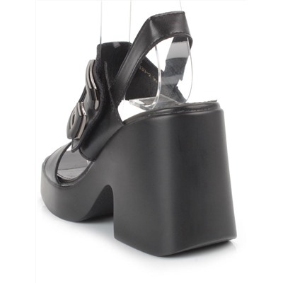 08-PEY330-2 BLACK Босоножки женские (натуральная кожа)