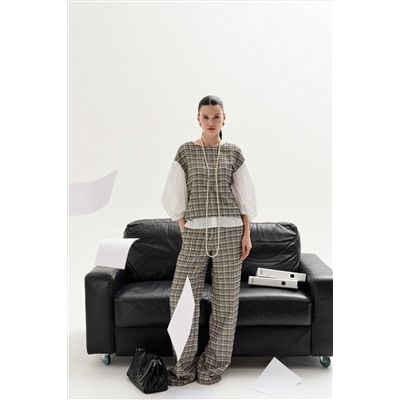 Lokka 1317 белый_клетка, Брюки,  Топ