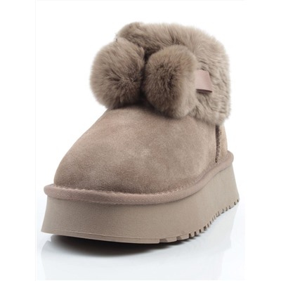 04-PAYH31-3Z KHAKI Угги женские (натуральная замша, 100% шерсть, натуральный мех)