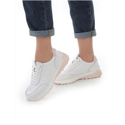05-HY23-2D WHITE/PINK Кроссовки женские (натуральная кожа)